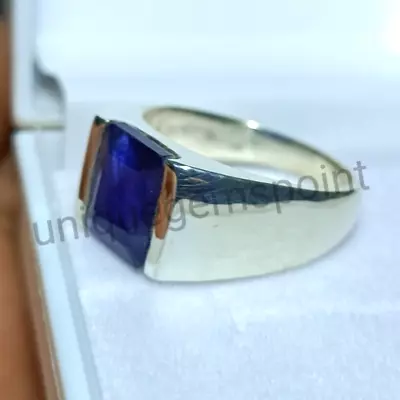 Men's 925 Sterling Silver Sapphire Gemstone Handmade Men's Ring Men's Jewelry • $58.40