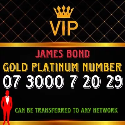 Gold Vip Business Easy Memorable Mobile Phone Number Platinum Sim007 James Bond • £22.49