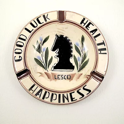 MARMACA Pottery San Marino Advertising Ashtray LESCO Good Luck Health Happiness • $23.80