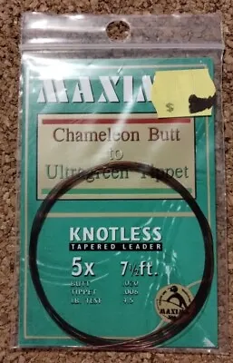  Nos  Maxima Knotless Tapered Leader  Chameleon Ultragreen Tippet 5x • $10
