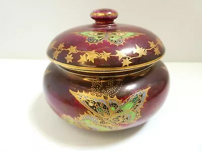 Crown Devon Fieldings England Trinket Jewellery Box Rouge Royale Gilt Painted • $44