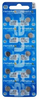 10 X Renata 315 1.55v Watch Cell Batteries SR716SW Mercury Free Silver Oxide • £7.90