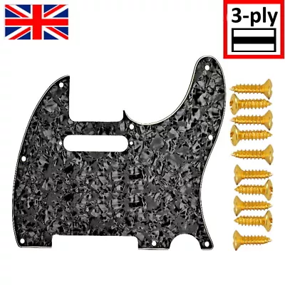 £11.80 • Buy 3-ply Tele Telecaster Scratchplate + 8 SCREWS White Pickguard Scratch Plate UK ✅