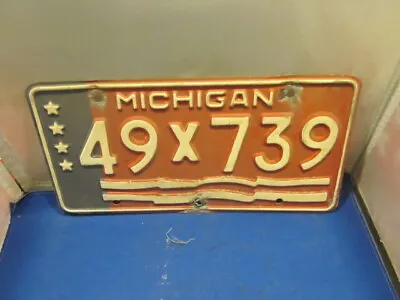 Vintage Michigan Municipal Bicentennial License Plate # 49 X 739 1976   • $9.23