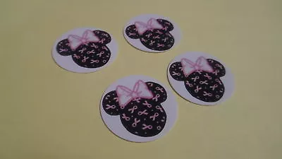 Pre Cut One Inch Bottle Cap Images!  BREAST CANCER MINNIE MOUSE HEAD  FREE SHIP • $2.40