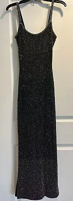 Black Rainbow Ombré Beaded Formal Long Dress Y2K Vintage Size XS/XXS • £66.49