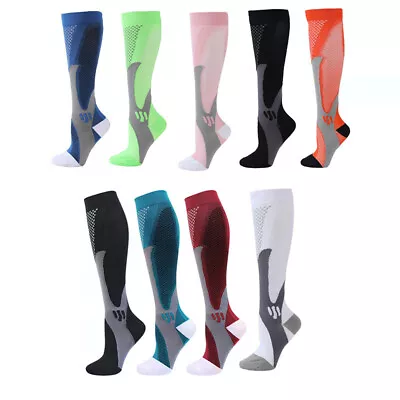 US Mens Compression Socks 20-30 Mmhg Sports Knee High For Running Fitness Winter • $5