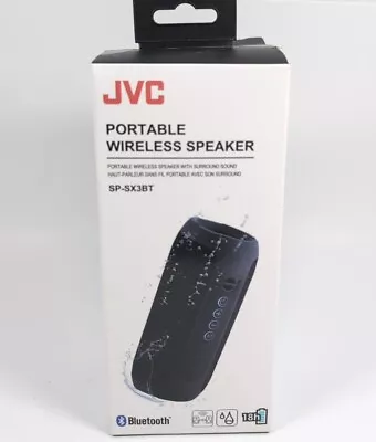 JVC Portable Wireless Speaker Black SP-SX3BT Bluetooth IPX5 18 Hr Battery Life  • $26.88