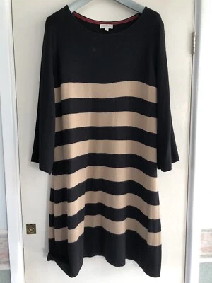 £7.99 • Buy MONSOON Kinitted Jumper Dress Black Beige Stripe Size XL (18?)