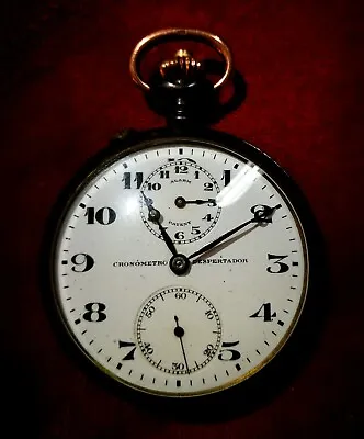$299 • Buy Vintage  Antique Original Angelus Chronometer Alarm Pocket Watch Gun Metal