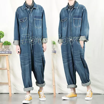 Men Denim Loose Casual Overall Jumpsuit Jeans Coat Suspender Romper Cowboy Pants • $61.82