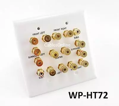 2-Gang 7.2 Surround Sound Distribution Audio Wall Plate W/ RCA WPHT72 • $41.95