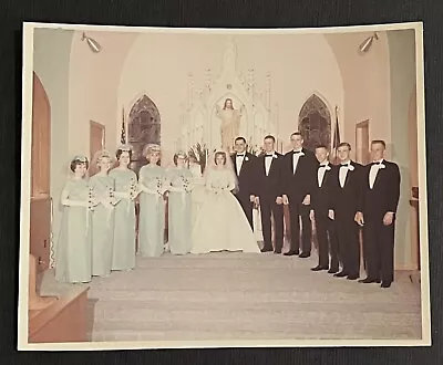 FOUND VINTAGE PHOTO PICTURE Bride And Groom Large Wedding Party • $4.97