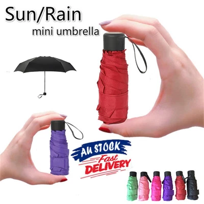 $19.59 • Buy Mini Pocket Rain Umbrella Girls Kids UV Small Umbrellas Waterproof Sun Parasol