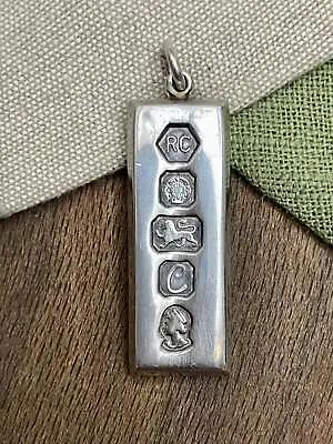Hallmarked Bullion Bar Necklace Pendant Sterling 925 Silver Jewelry (not 999) • £89