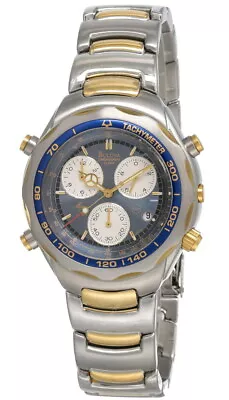 Bulova Alarm Chrono Blue Dial 2-Tone SS Men's Watch 70030 -Store Display • $280