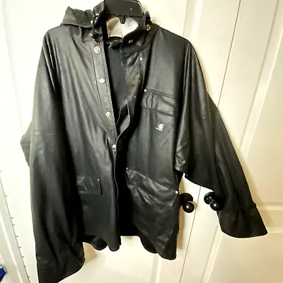 Rare Men's CARHARTT Black Work Flex Full Zip Rain Coat Jacket LG *Flawed* C67BLK • $40