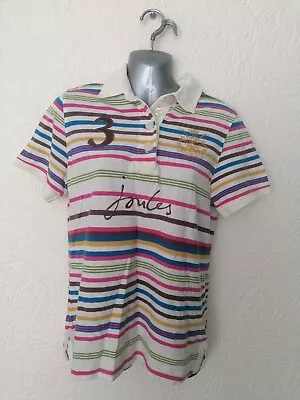 Ladies Colourful Stripy Short Sleeve Joules 3 Polo Shirt Size 12 - Barely Used • $14.52