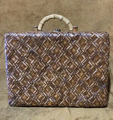 Vintage Bamboo Wicker Travel Case • $18