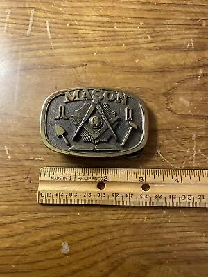 Vintage 1986 Masonic Brass Belt Buckle USA Made The Great American Buckle Co • $20