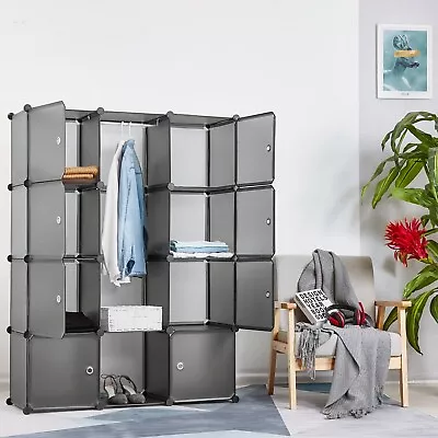£32.99 • Buy 12 Cube Grey Plastic Storage Wardrobe Clothes Organizer Cupboard Closet Cabinet