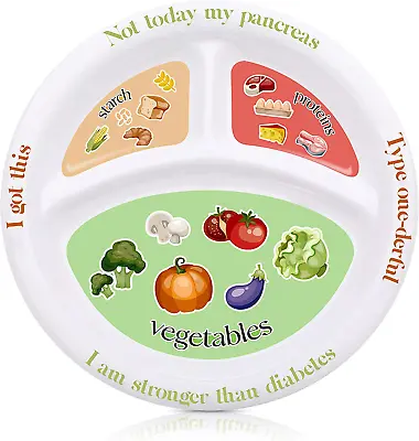 Diabetic Portion Control Plate Melamine Divided Plates For Adults With Protein • $18.72