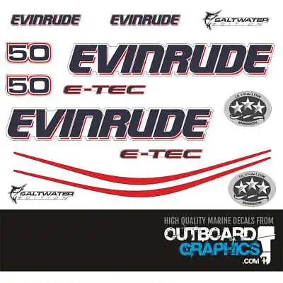 Evinrude 50hp ETEC / E-TEC Outboard Engine Decals/sticker Kit - White Cowl • $49.95