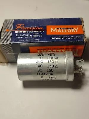 Mallory Can Capacitor FP-417.3A_300 VDC_200 MFD IN BOX MADE IN USA NOS • $19.95