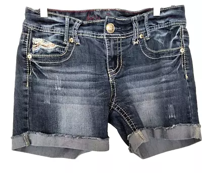 Ariya Jeans Shorts Women's Size 9/10 Blue Denim Sequins Lightly Distressed • $12.40