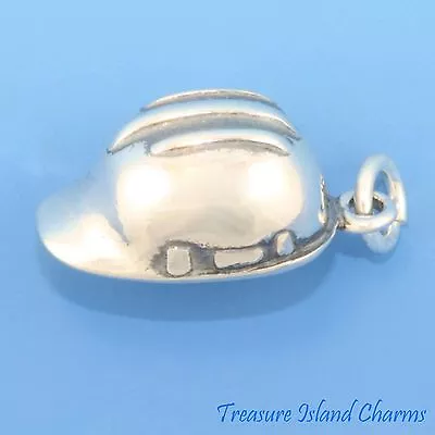 Hard Hat Safety Helmet Construction Worker Builder 3D 925 Sterling Silver Charm • $34.11