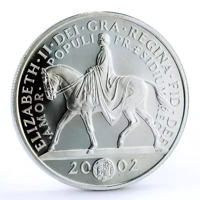 Britain 5 Pounds Royal Golden Jubilee Queen On Horseback Proof Silver Coin 2002 • $105.57