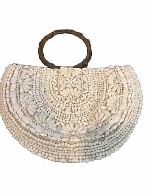 Zara Hand Beaded White Shell Purse Handbag • $20