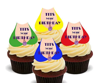 Mens' Funny Birthday Edible Cupcake Toppers Stand-up 30th 40th 50th 60th 70th • £2.99