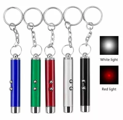 Red Laser Lazer Pen Pointer 2 In 1 With LED Light Cat Dog Toy Keyring UK • £2.15