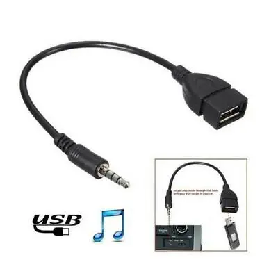 1*35mm Male Car Audio AUX Jack To USB Type A Female Adapter Conv ✨ • $1.56