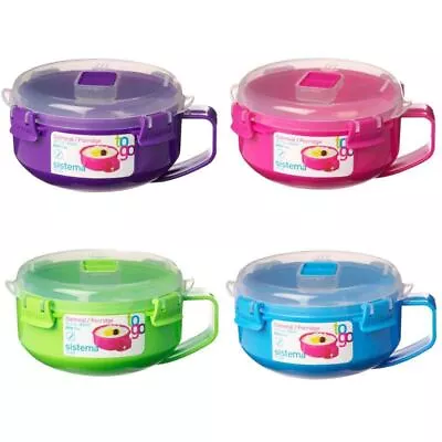 Sistema Microwave Breakfast Bowl Round Food Container With Lid Steam Vent 850ml • £7.69