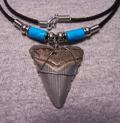 Megalodon Shark Tooth 1 1/2  Necklace Sharks Teeth Large Fossil Diver Gem Color • $20