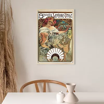 1897 Alphonse Mucha Artwork - 'Biscuits Lefevre-Utile Classic Art Nouveau Poster • $9.99