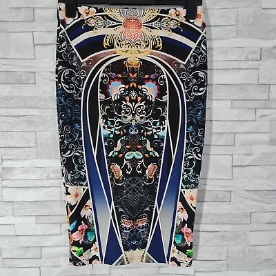 RIVER ISLAND Pencil Skirt Size 10-UK Multicoloured Floral Geometric Stretch  • £8.99