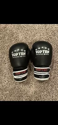 Top Ten IFMA 2071-4 MUAY Thai KickBox Boxing Gloves REAL LEATHER 10oz • $5