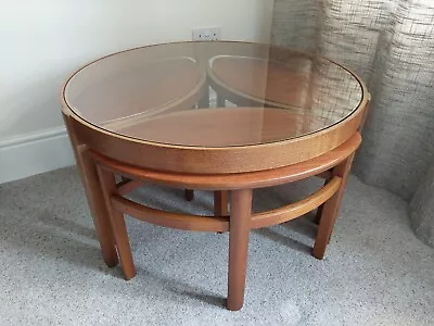 Vintage Mid Century Nathan Trinity Circular Glass Top Coffee Table • £225