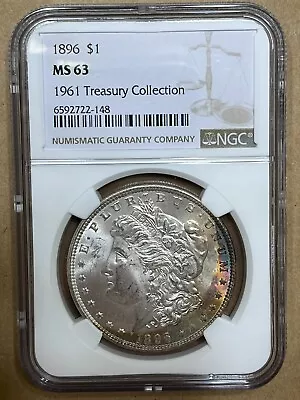 1896 Morgan Silver Dollar- NGC MS63 -Nice Edge Toning - 1961 Treasury Collection • $25