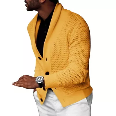 Men Cardigan Sweater Autumn Winter Warm V-Neck Button Sweater Knitted Pullover • $32.50