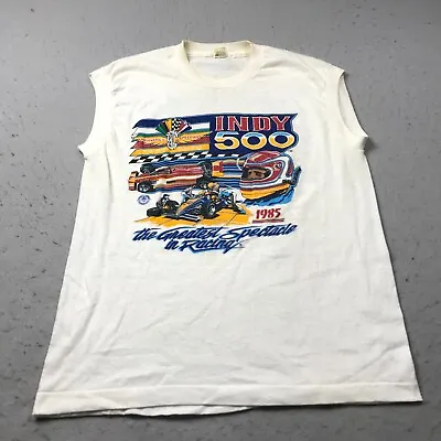 VINTAGE Indy 500 Shirt Mens Large Sleeveless Screen Stars Single Stitch 80s USA • $19.99