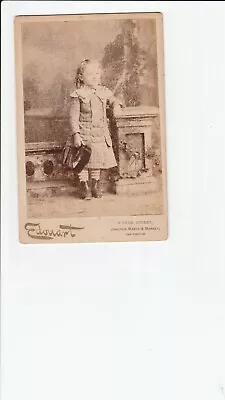 1885 Cabinet Card LITTLE BOYRINGLET HAIRVELVET CAPNECKLACEPLAID DRESS S.F. • $8.95