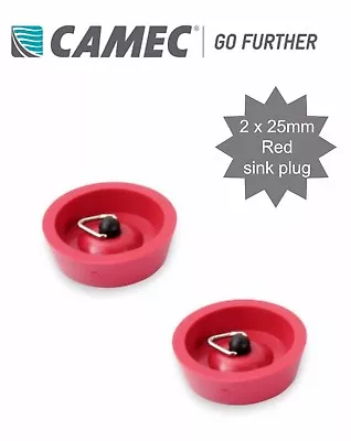 2 X Camec Caravan 25mm Waste Sink Outlet Plug - Red Rubber With Chain Hook  • $10.95