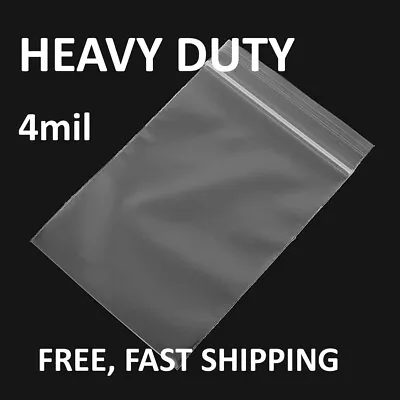 Clear Reclosable Zip Seal Top Lock 4Mil Heavy Duty Bags Plastic 4 Mil Baggies • $6.90