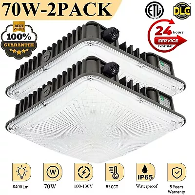 2 PACK 70 Watt LED Canopy Lights (400-600W HPS/HID Replacement) 5000K Daylight • $0.99