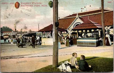 Postcard Ferry And Railway Station In Macatawa Park Michigan • $10