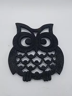 Vintage Owl Cast Iron Trivets Black Metal Set  Kitchen Farmhouse Kitchen 70s • $6.99